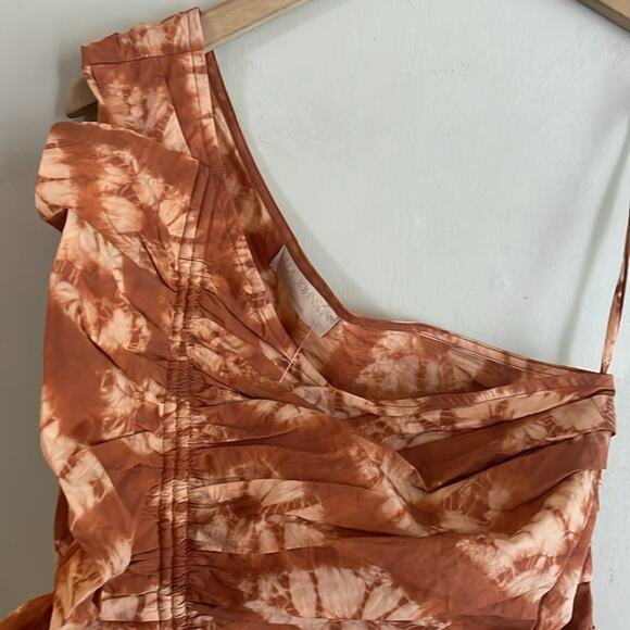 ULLA JOHNSON Senta One-Shoulder Tie Dye Stripe Cotton Top Sequoia - Picture 3 of 15